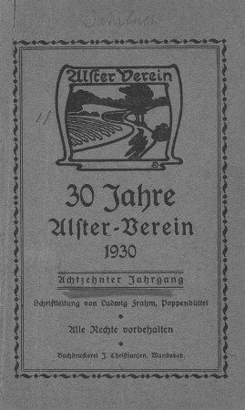 18.1930. 30 Jahre Alster-Verein: Jahrbuch des Alstervereins e. V