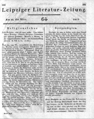 [Einführung in die Rubrik:] Zeitpredigten.