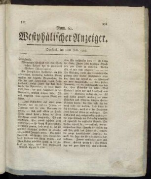 Num. 60. Westphälischer Anzeiger. Dienstags, den 30ten July. 1799.