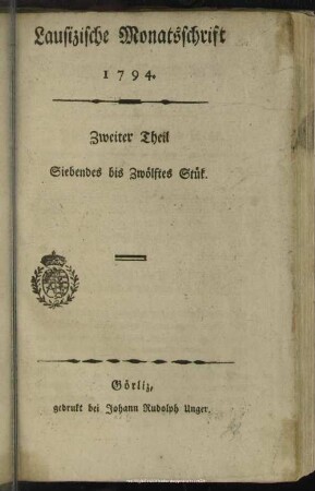 1794,7/12: Lausizische Monatsschrift