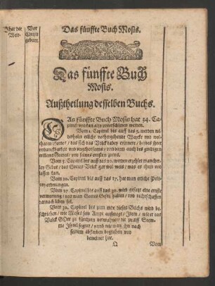 Das fünffte Buch Mosis.