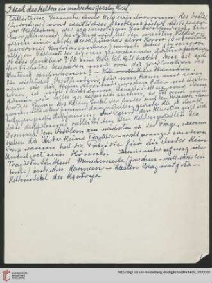 Heid. Hs. 3492,22: „Das Ideal des Helden in indischer Geistigkeit"