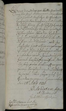 Vereidigung des Professors Crusius bei seiner Ankunft.