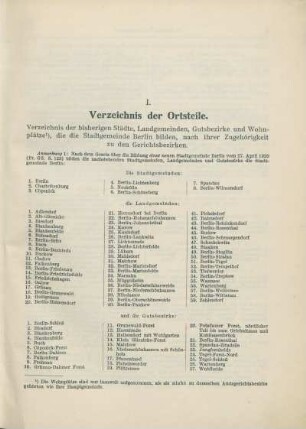 I. Verzeichnis der Ortsteile