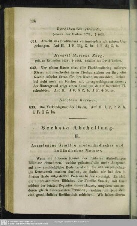Sechste Abtheilung. F. Auserlesene Gemälde niederländischer und holländischer Meister