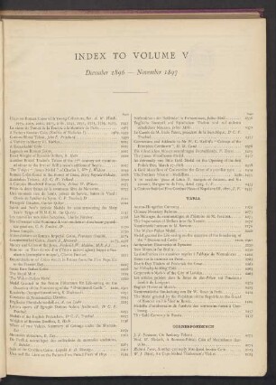 Index to volume V. December 1896 — November 1897