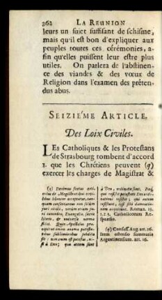 Seiziéme Article. Des Loix Civiles.