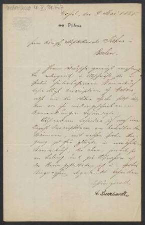 Brief an Friedrich Wilhelm Jähns : 09.05.1865
