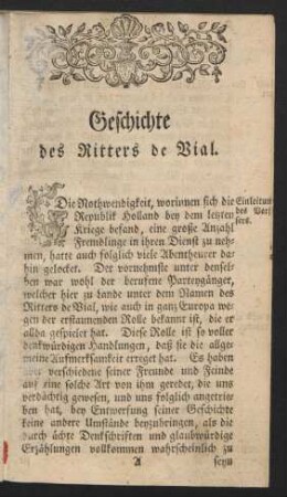 Geschichte des Ritters de Vial.