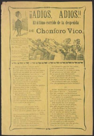 ¡¡Adiós, adiós!! : el último corrido de la despedida de Chonforo Vico
