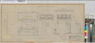 Neubau des Empfangsgebäudes [Bahnhof] Essen-Altenessen, Blatt~1: Grundriß, Schnitt, M.~1:50 und M.~1:20 Hge, Sknr.: 1, Fanr.: 9, Bunr.: 15