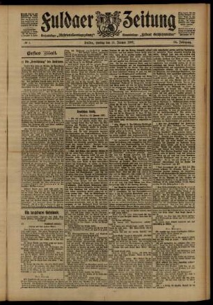 Erste Ausgabe vom Freitag, den 11. Januar 1907.