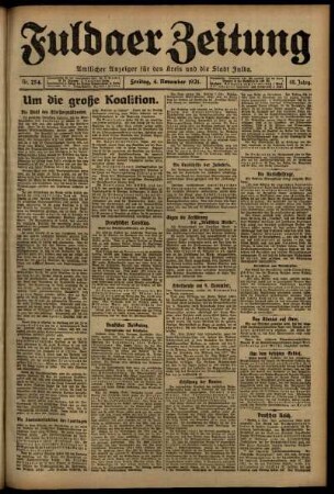 Erste Ausgabe vom Freitag, den 04. November 1921.