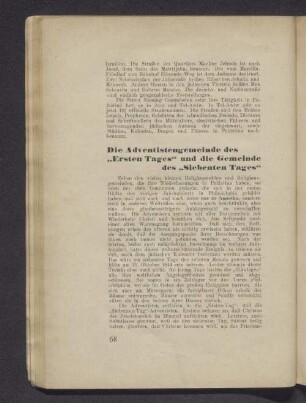 Die Adventistengemeinde des "Ersten Tages" und die Gemeinde des "Siebenten Tages"