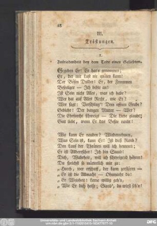III. Tröstungen.