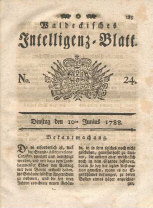 No. 24. Dinstag den 10ten Junius 1788