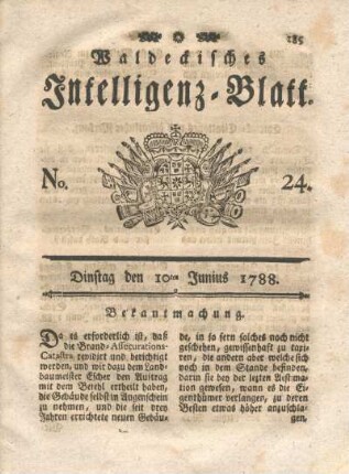 No. 24. Dinstag den 10ten Junius 1788