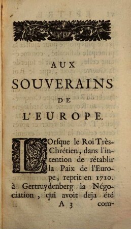 La Sardaigne, paranymphe de la paix aux souverains de l'Europe
