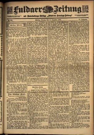 Erste Ausgabe vom Montag, den 17. Dezember 1900.