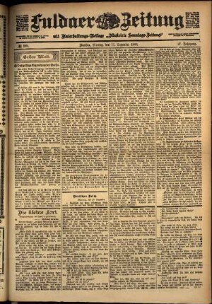 Erste Ausgabe vom Montag, den 17. Dezember 1900.