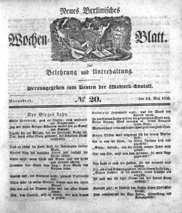 No. 20, Sonnabend, den 14.Mai 1836