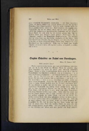 Sophie Schröder an Rahel von Darnhagen