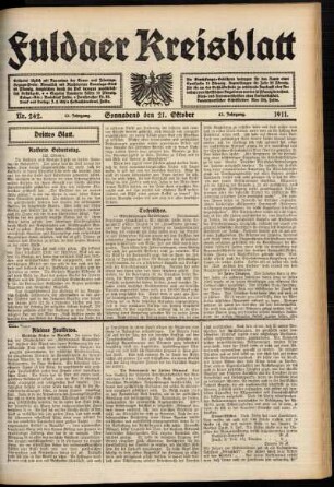 Dritte Ausgabe vom Samstag, den 21. Oktober 1911.