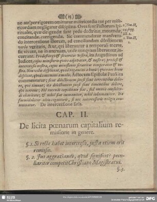 Cap. II. De licita poenarum capitalium remissione in genere