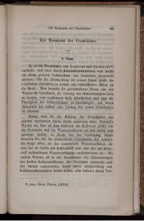 Zur Kenntniss der Oxanilsäure.