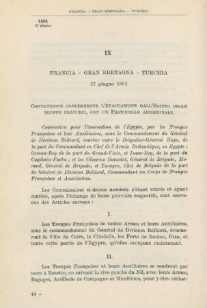 IX Francia - Gran Bretagna - Turchia 27 giugno 1801