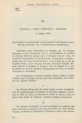 IX Francia - Gran Bretagna - Turchia 27 giugno 1801