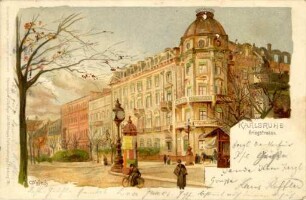 Postkartenalbum August Schweinfurth mit Karlsruher Motiven. "Karlsruhe Kriegstraße"