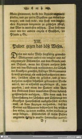 XIII. Pulver gegen das böse Wesen