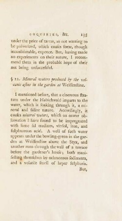 § 12. Mineral waters produced by the volcanic ashes in the garden a Weissenstine