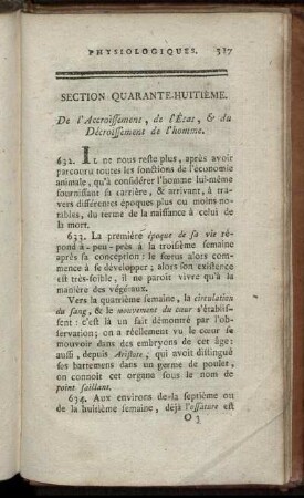 Section Quarante-Huitième. De l'Accroissement, de l'État, & du Décroissement de l'homme