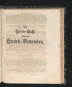 Das Vierdte Buch. Von denen Späth-Reuenden.