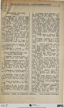 Altertumswissenschaft und Klass. Philologie (Nr. 7-37)