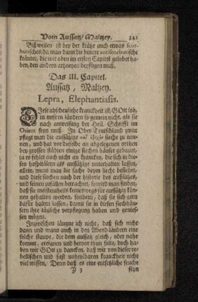 Das III. Capitel. Aussatz, Maltzey. Lepra. Elephantiasis.