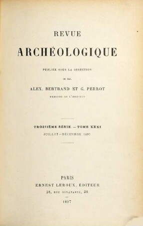 Revue archéologique. 31. 1897