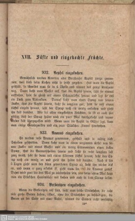 XVII. Säfte und eingekochte Früchte
