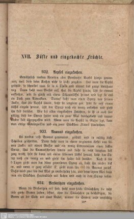 XVII. Säfte und eingekochte Früchte