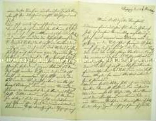 Brief an Bernhard Rostosky von seiner Mutter