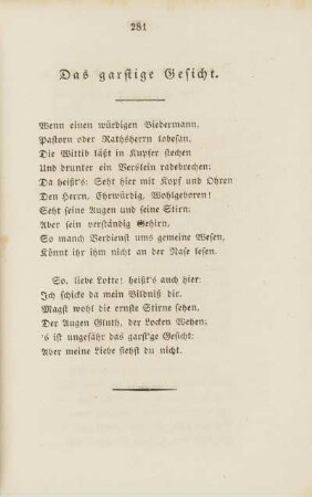 Das garstige Gesicht.