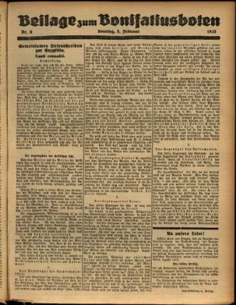 Zweite Ausgabe vom Sonntag, den 05. Februar 1933.