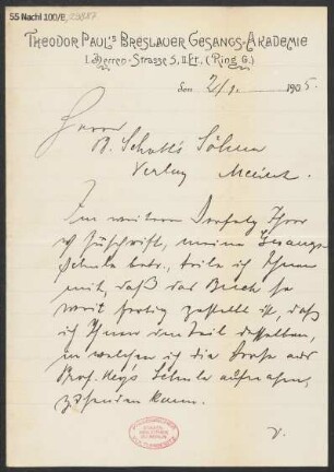 Brief an B. Schott's Söhne : 02.01.1905