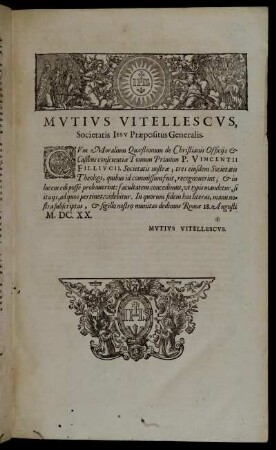 Mutius Vitellescus, Societatis Iesu Præpositus Generalis.