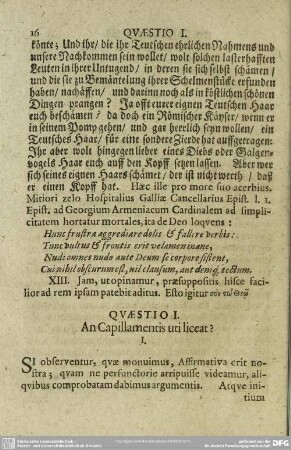 Quaestio I. An Capillamentis uti liceat?