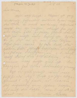 Brief von Edith Rosenzweig und Rafael Rosenzweig an Adele Rosenzweig