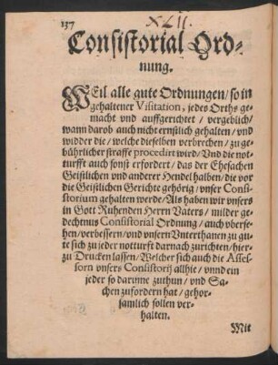 Consistorial Ordnung.