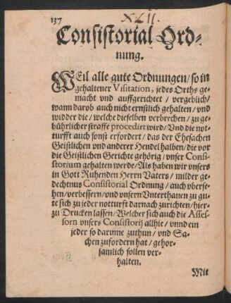 Consistorial Ordnung.